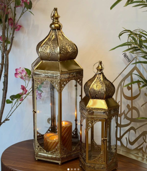 Lanterne Arabesque en doré 2 pcs